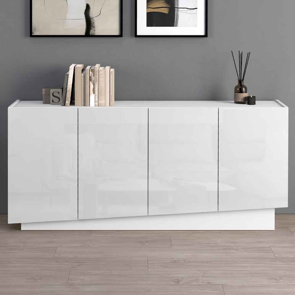 Vigo High Gloss Storage Cabinet With 4 Doors In White