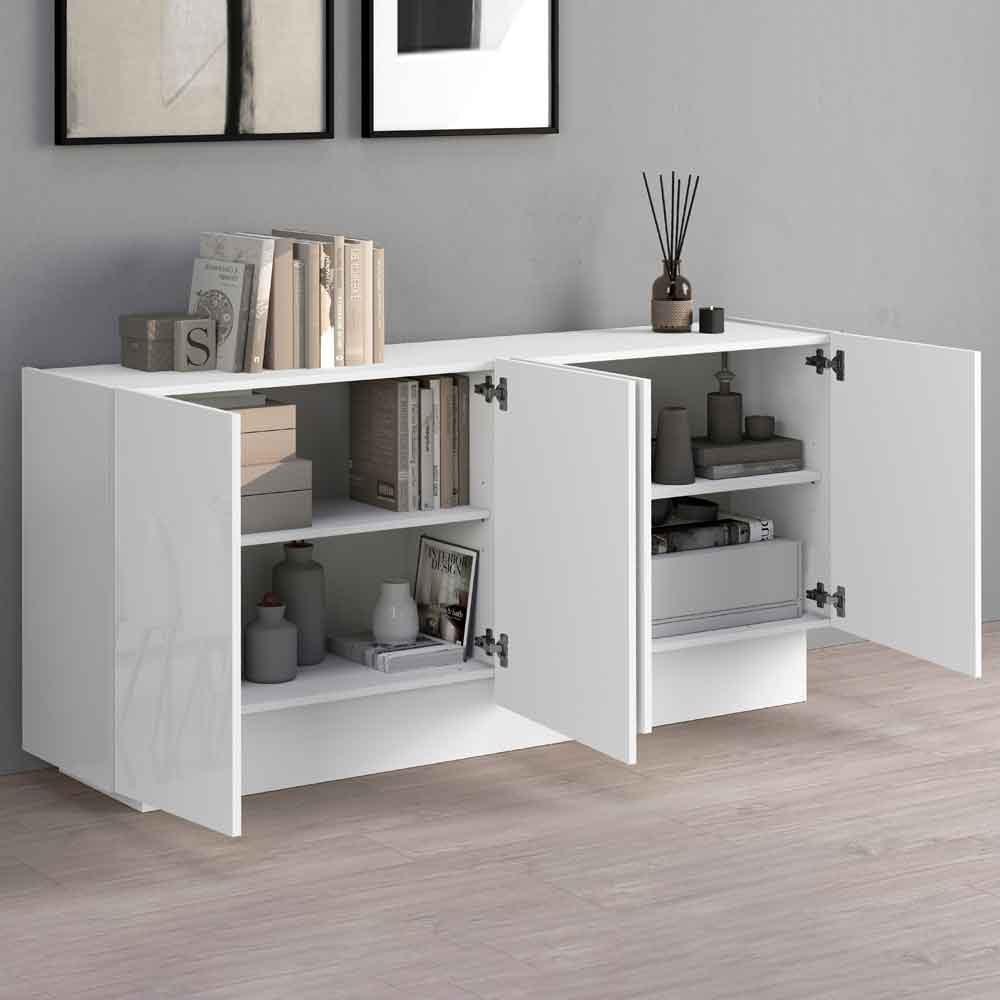 Vigo High Gloss Storage Cabinet With 4 Doors In White