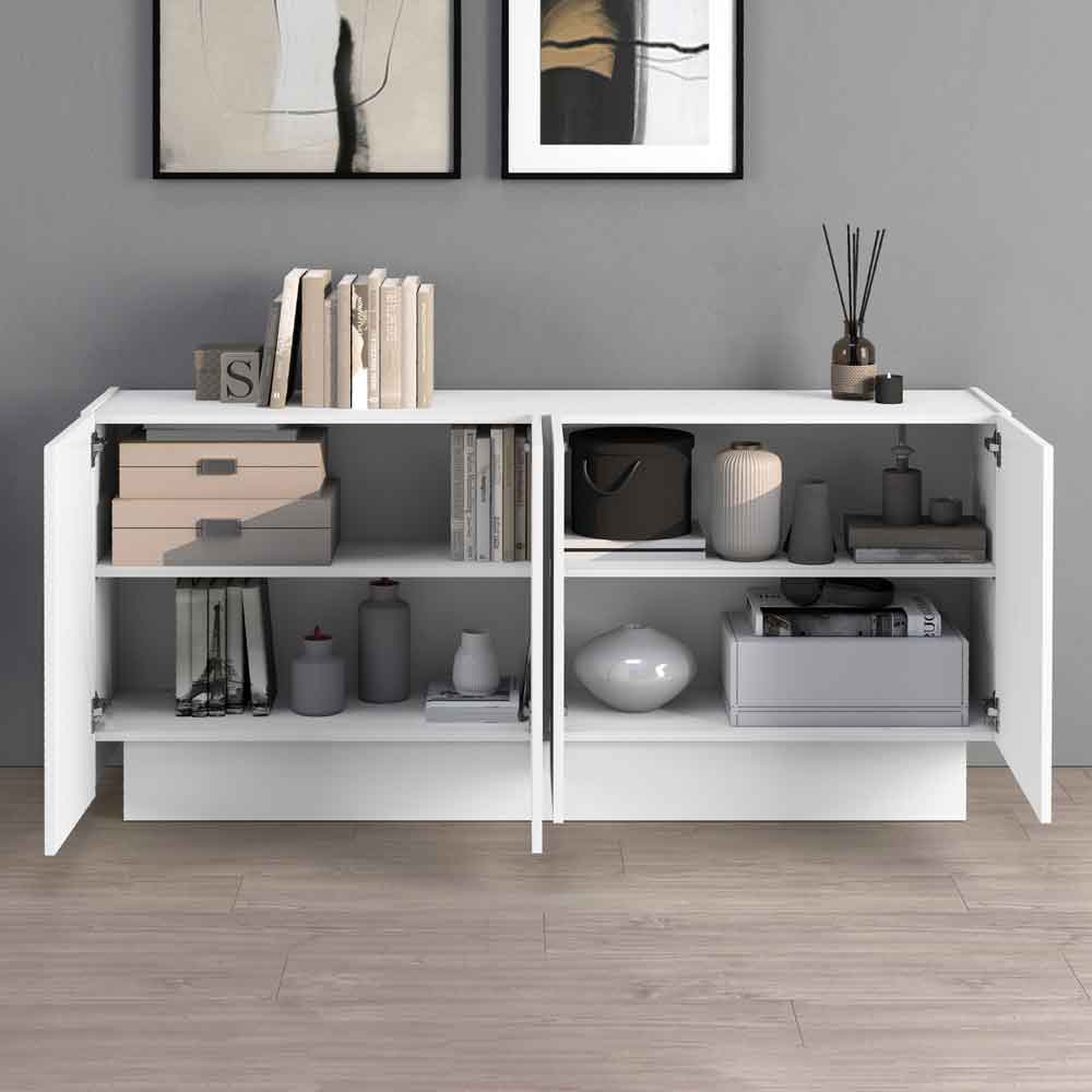 Vigo High Gloss Storage Cabinet With 4 Doors In White