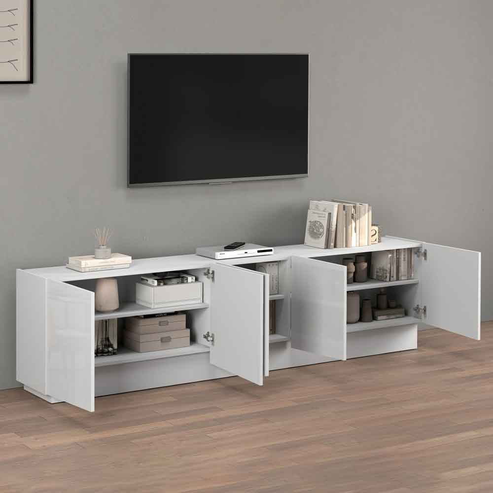 Vigo High Gloss TV Stand With 5 Doors In White