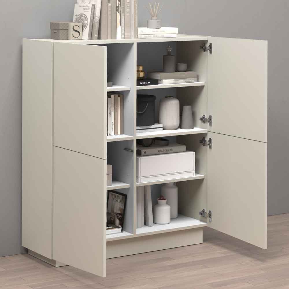Vigo Wooden Highboard With 4 Doors In Cashmere