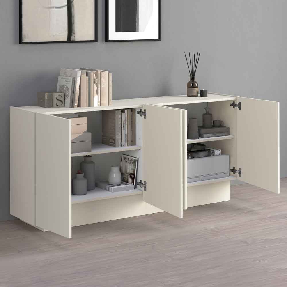 Vigo Wooden Storage Cabinet With 4 Doors In Cashmere