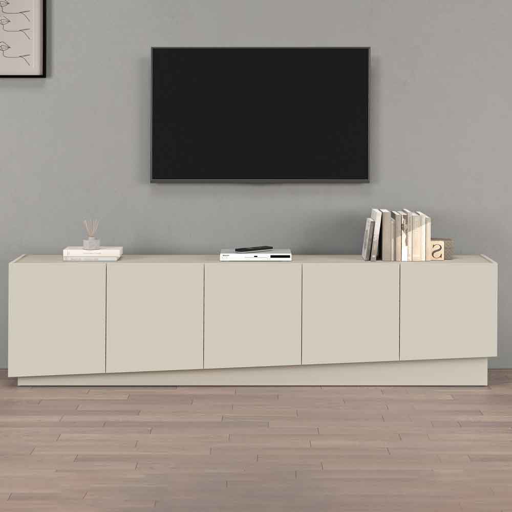 Vigo Wooden TV Stand With 5 Doors In Cashmere