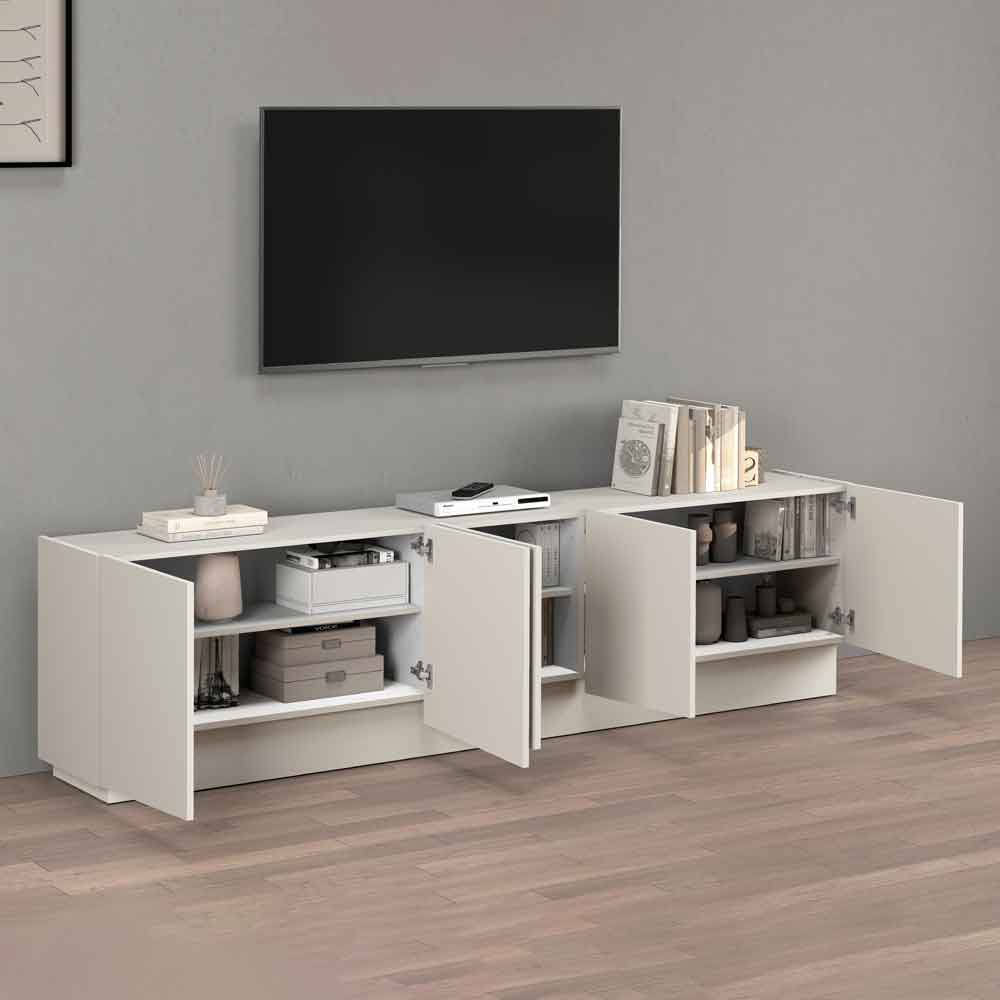 Vigo Wooden TV Stand With 5 Doors In Cashmere