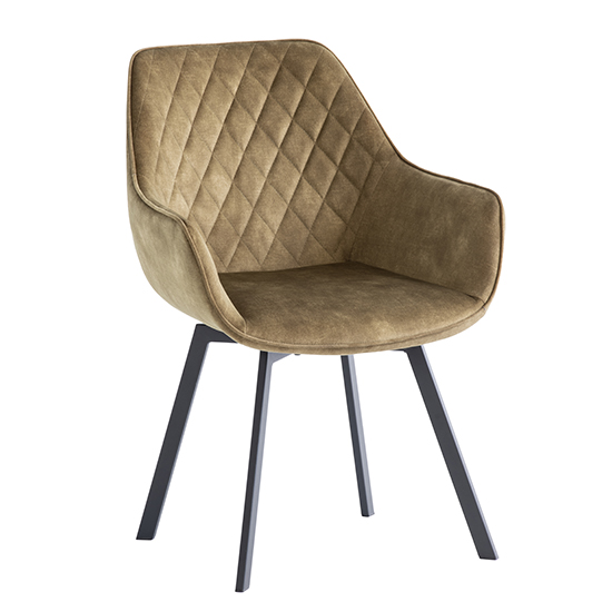 Viha Swivel Green Velvet Dining Chairs In Pair