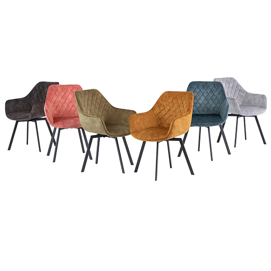Viha Swivel Green Velvet Dining Chairs In Pair
