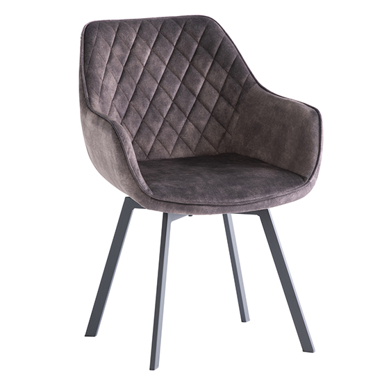 Photo of Viha swivel velvet dining chair in graphite