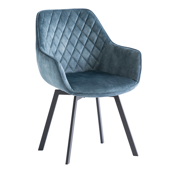 Photo of Viha swivel velvet dining chair in teal