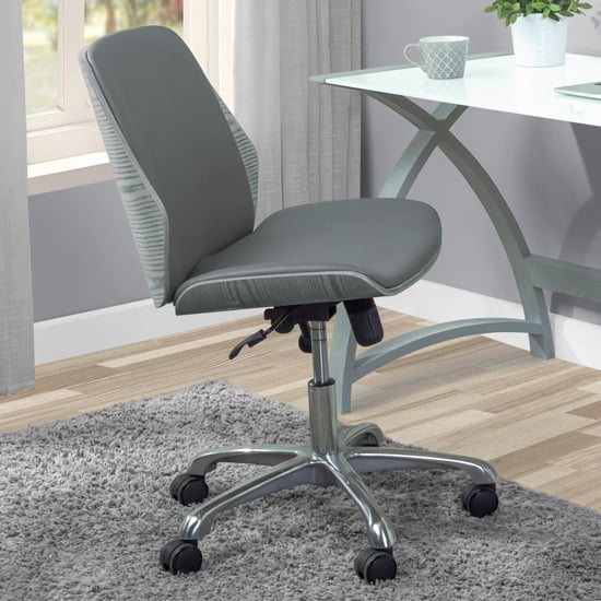 Product photograph of Vikena Faux Leather Office Chair In Grey from Furniture in Fashion