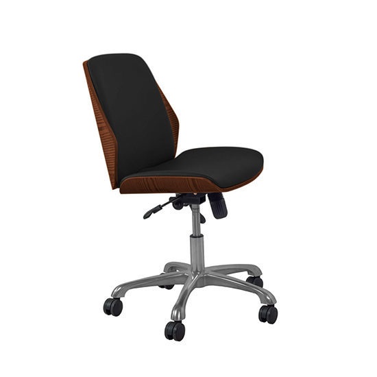 Vikena Faux Leather Office Chair In Walnut And Black_2