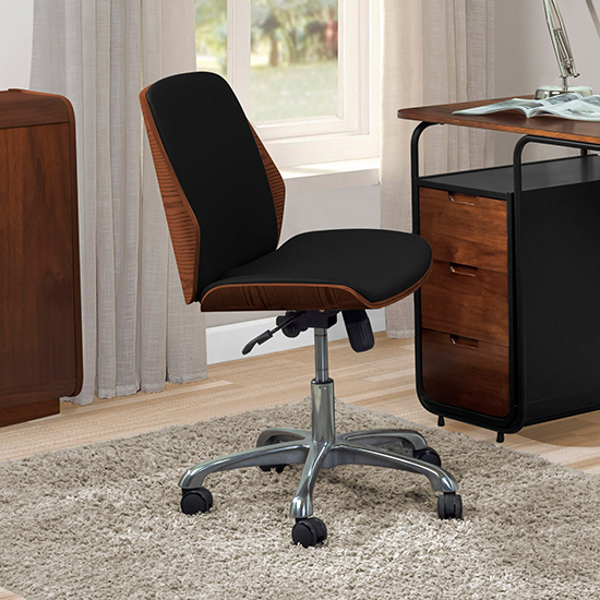 Read more about Vikena faux leather office chair in walnut and black