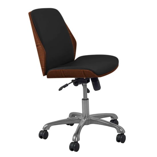 Vikena Faux Leather Office Chair In Walnut And Black