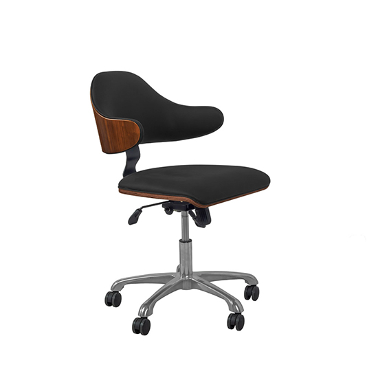 Vikena Swivel Faux Leather Office Chair Walnut And Black_2