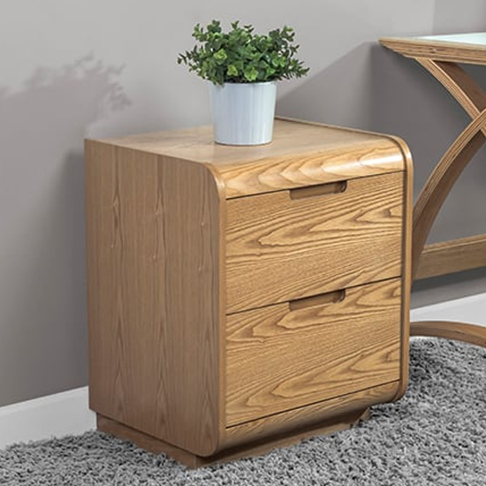 Photo of Vikena wooden pedestal storage unit in oak with 2 drawers