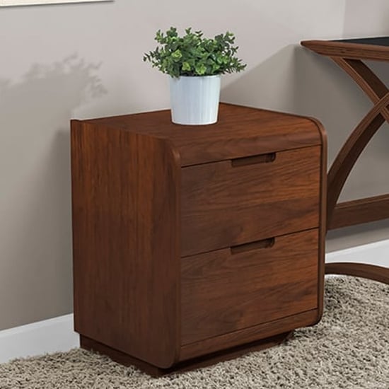 Photo of Vikena wooden pedestal storage unit in walnut with 2 drawers