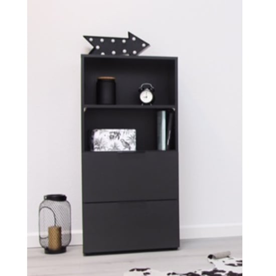 Vikix Wooden 1 Door 2 Drawers Storage Cabinet In Black