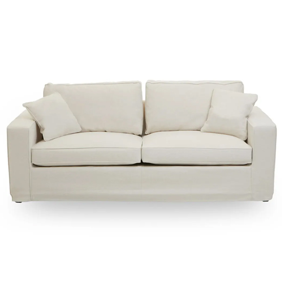 Villanova Fabric Upholstered 3 Seater Sofa In Cream