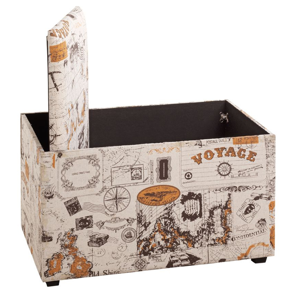 Villanova Textile Fabric Storage Ottoman In Motif