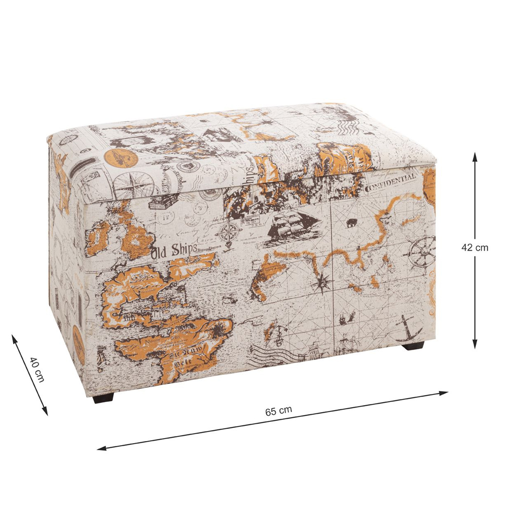 Villanova Textile Fabric Storage Ottoman In Motif