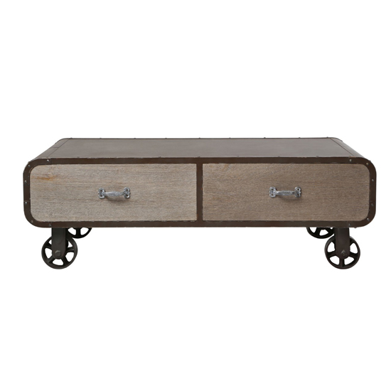Villoic Rolling Wooden Coffee Table In Natural