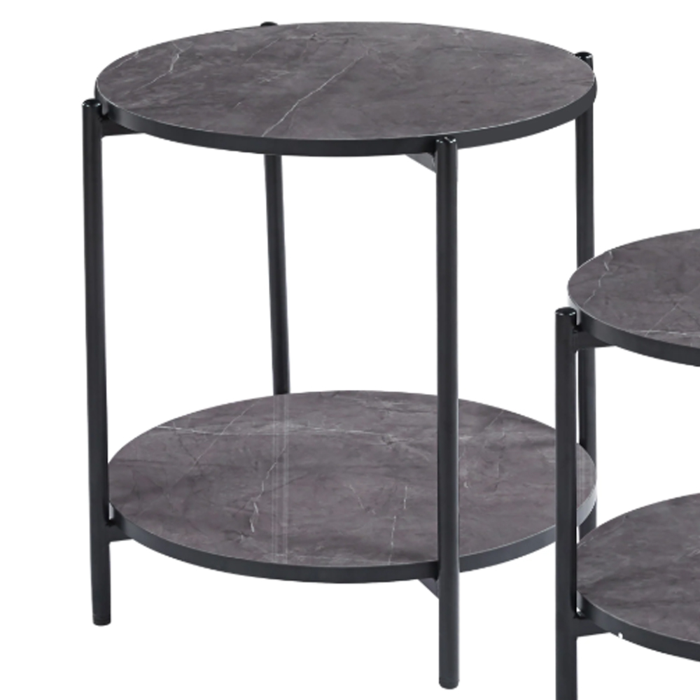 Read more about Vilna gloss grey marble effect side table with black frame