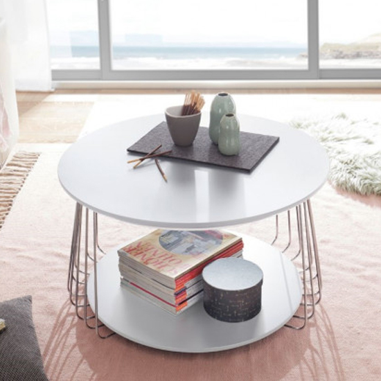 Product photograph of Vilnius Large Round Wooden Coffee Table In White from Furniture in Fashion