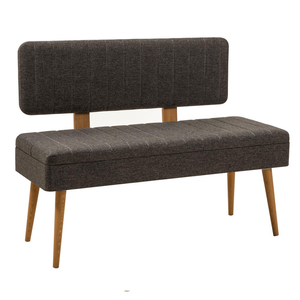 Vina Atlantic Pine Rectangular Wooden Extending Dining Table with 4 Fabric Anthracite Chairs and 1 Bench