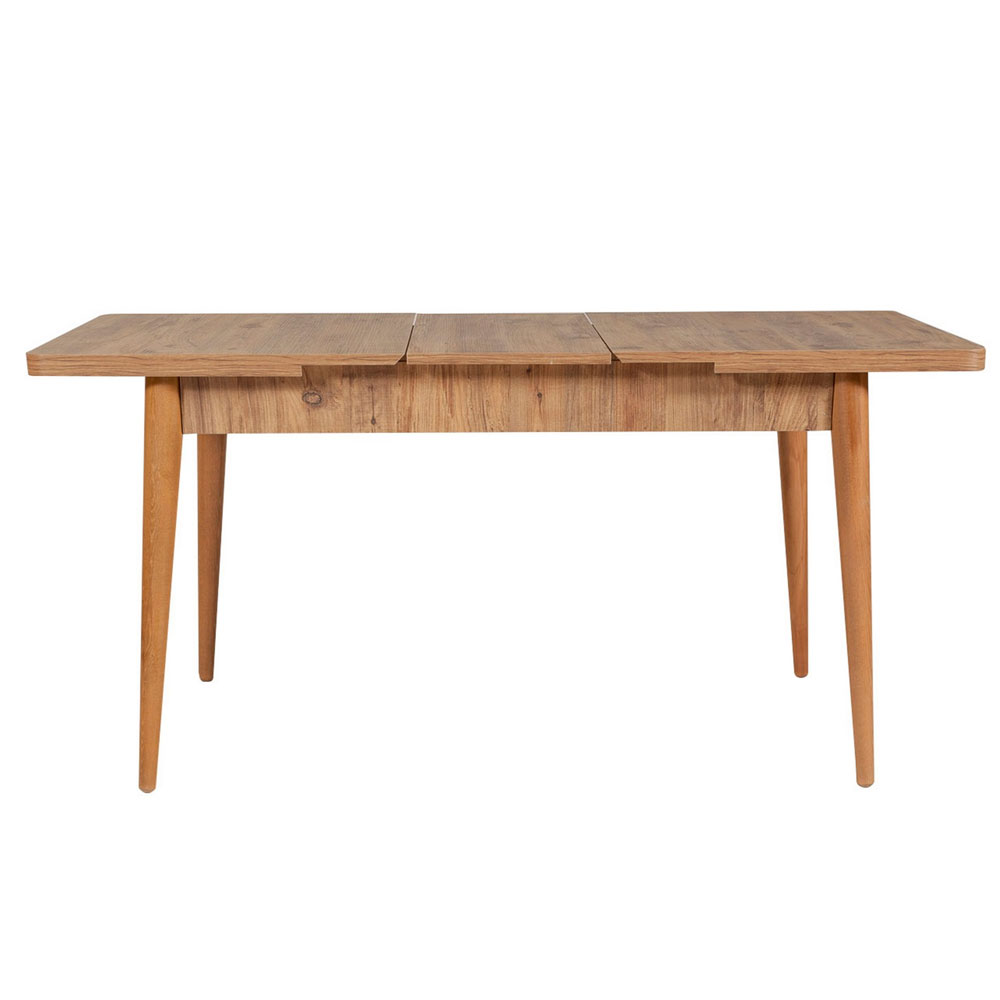 Vina Atlantic Pine Rectangular Wooden Extending Dining Table with 4 Fabric Stone Chairs and 1 Bench