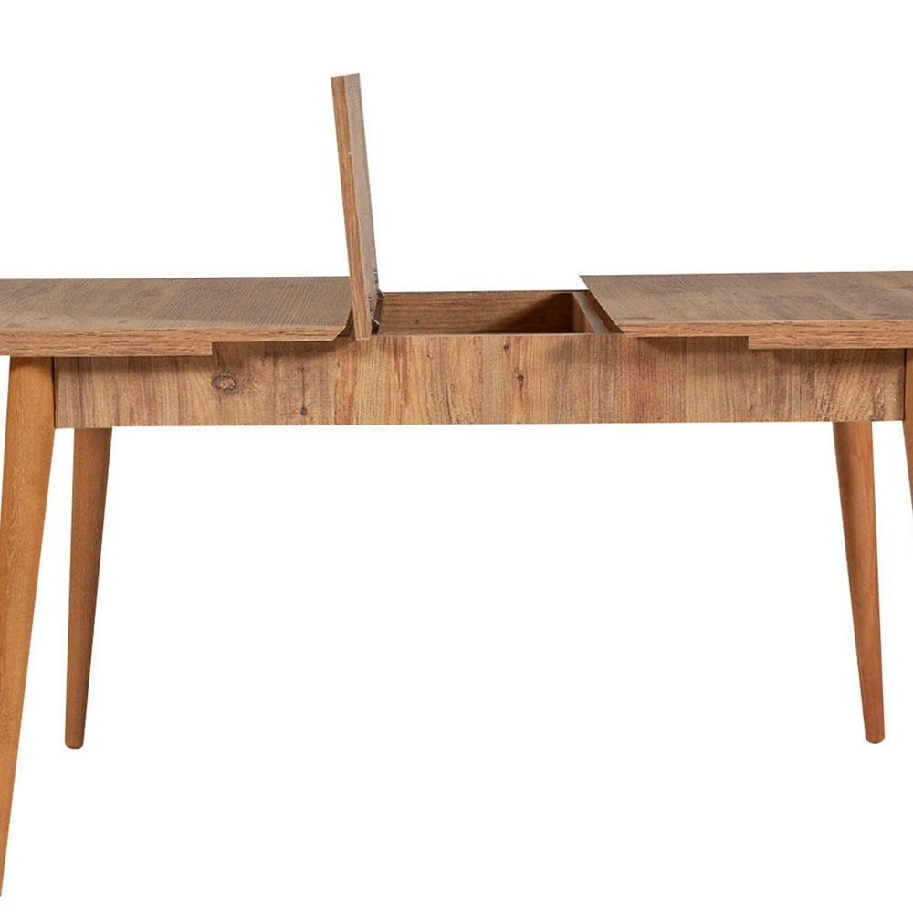 Vina Atlantic Pine Rectangular Wooden Extending Dining Table with 4 Fabric Stone Chairs and 1 Bench