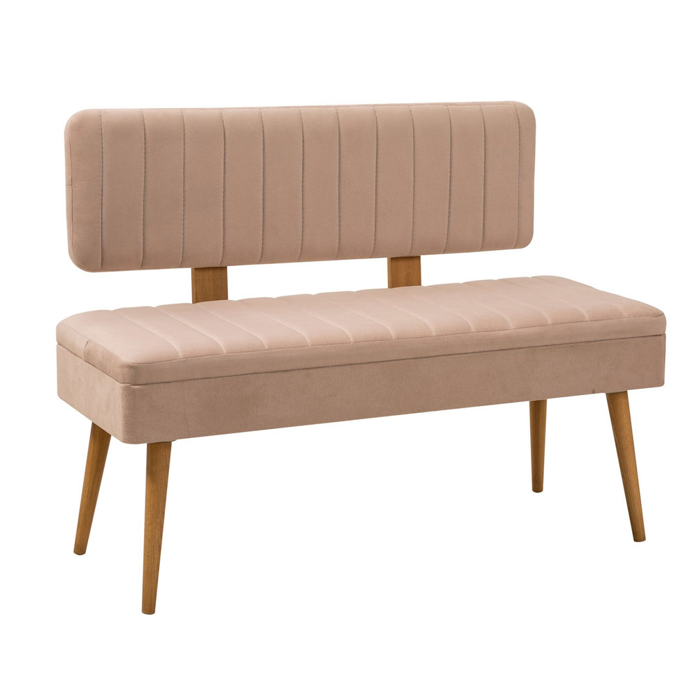 Vina Atlantic Pine Rectangular Wooden Extending Dining Table with 4 Fabric Stone Chairs and 1 Bench