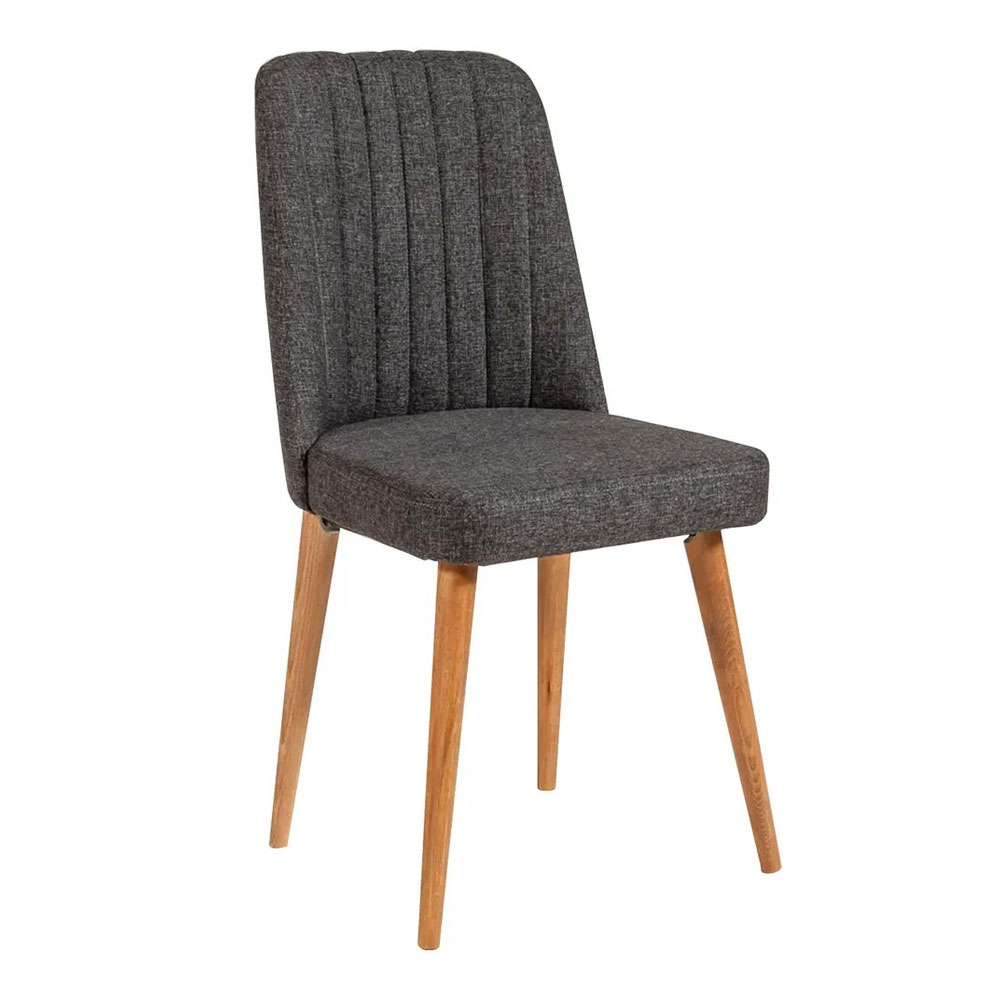 Vina Atlantic Pine Round Wooden Extending Dining Table with 4 Fabric Anthracite Chairs