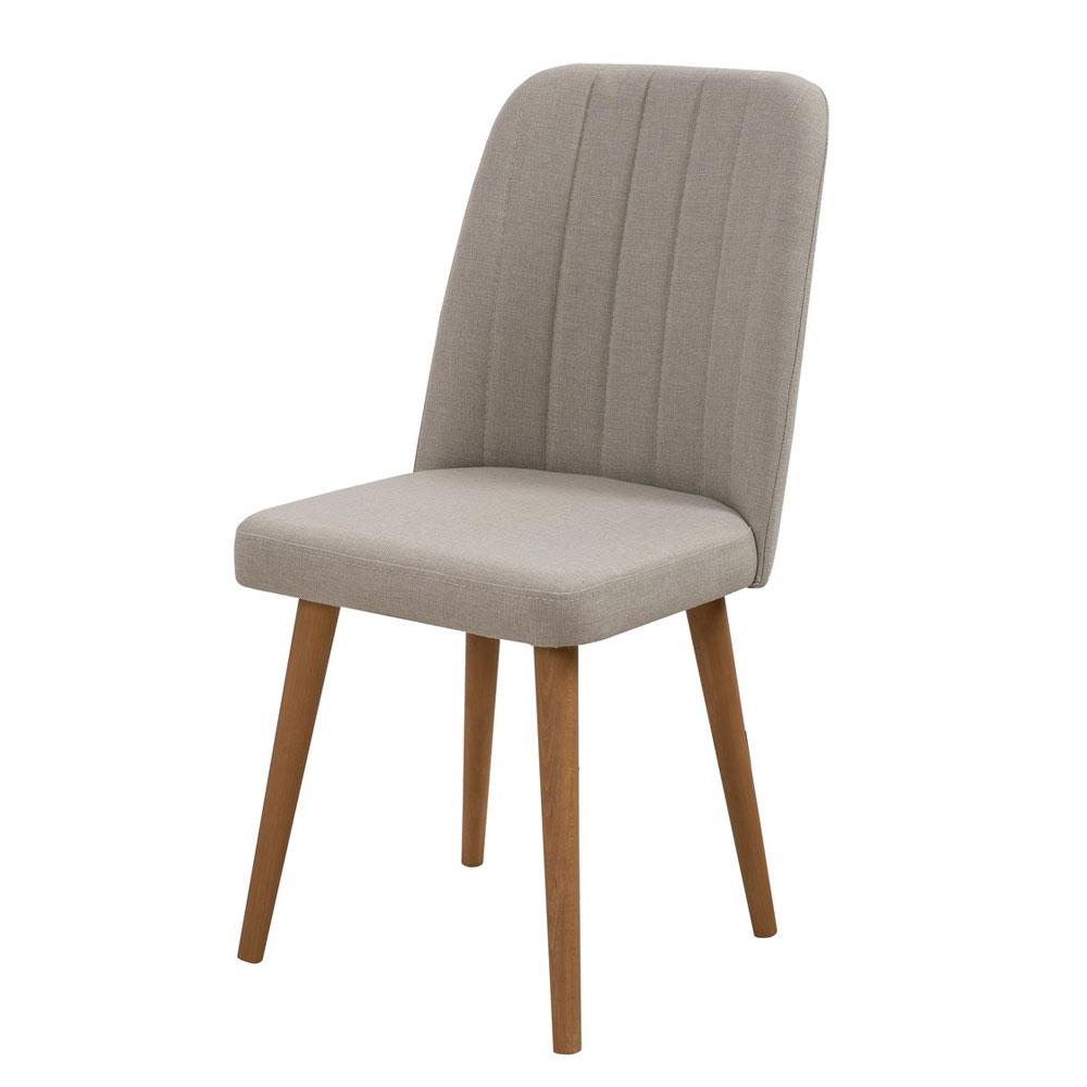 Vina Atlantic Pine Round Wooden Extending Dining Table with 4 Fabric Cream Chairs