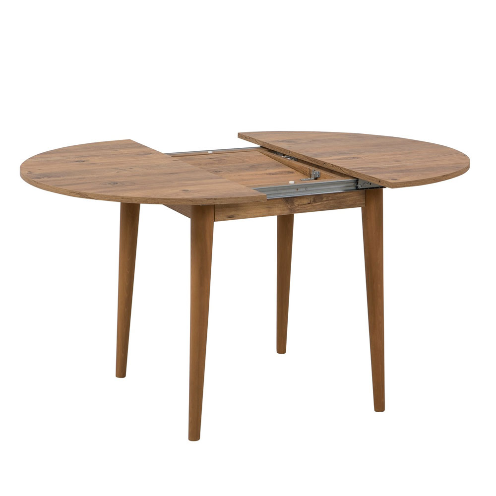 Vina Atlantic Pine Round Wooden Extending Dining Table with 4 Fabric Green Chairs