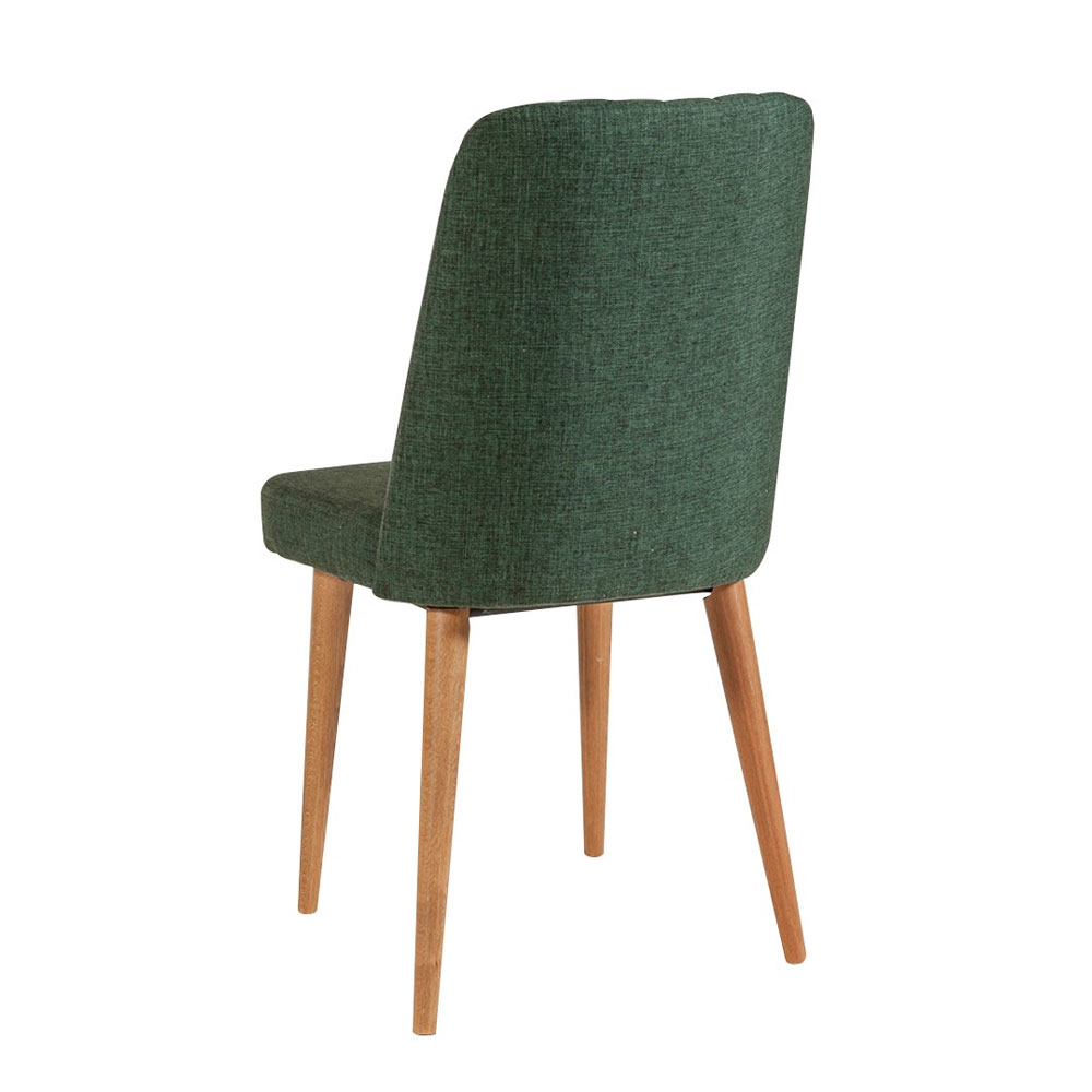 Vina Atlantic Pine Round Wooden Extending Dining Table with 4 Fabric Green Chairs