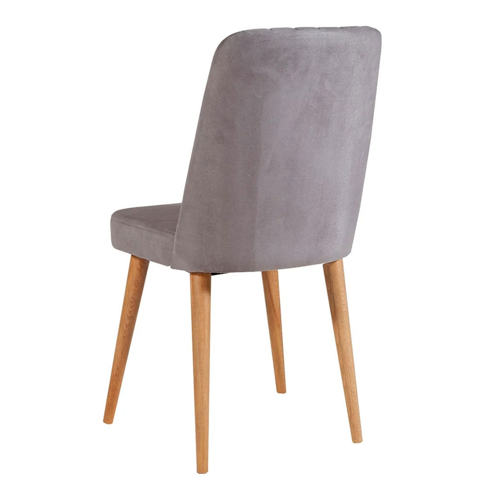 Vina Atlantic Pine Round Wooden Extending Dining Table with 4 Fabric Grey Chairs