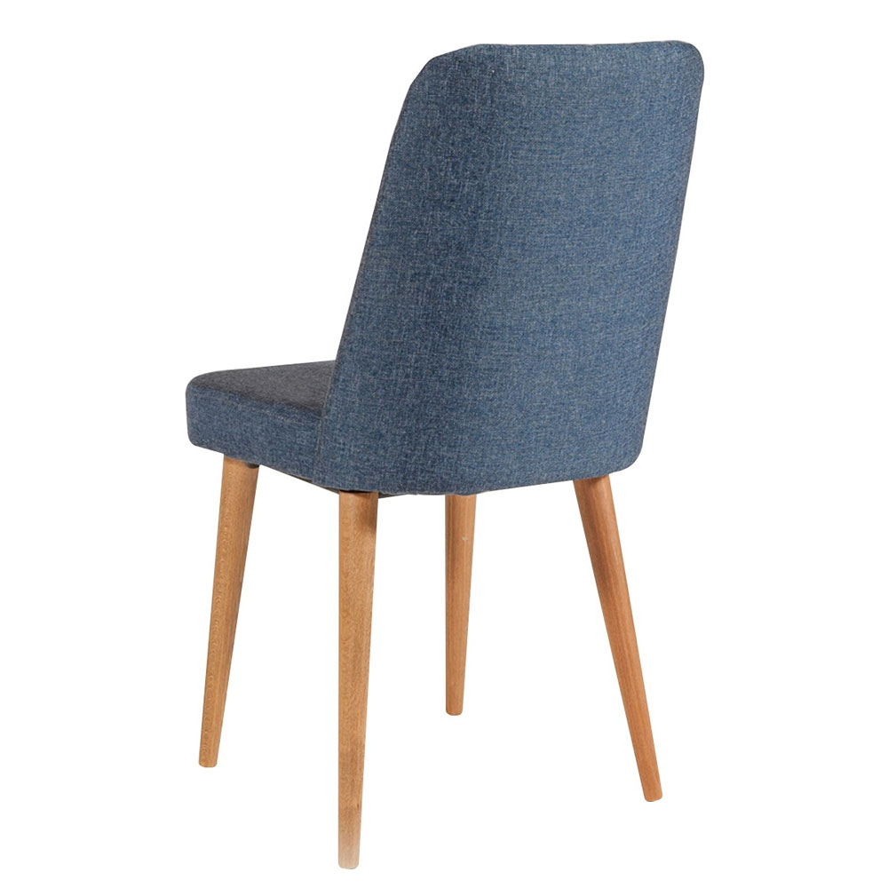 Vina Atlantic Pine Round Wooden Extending Dining Table with 4 Fabric Navy Blue Chairs