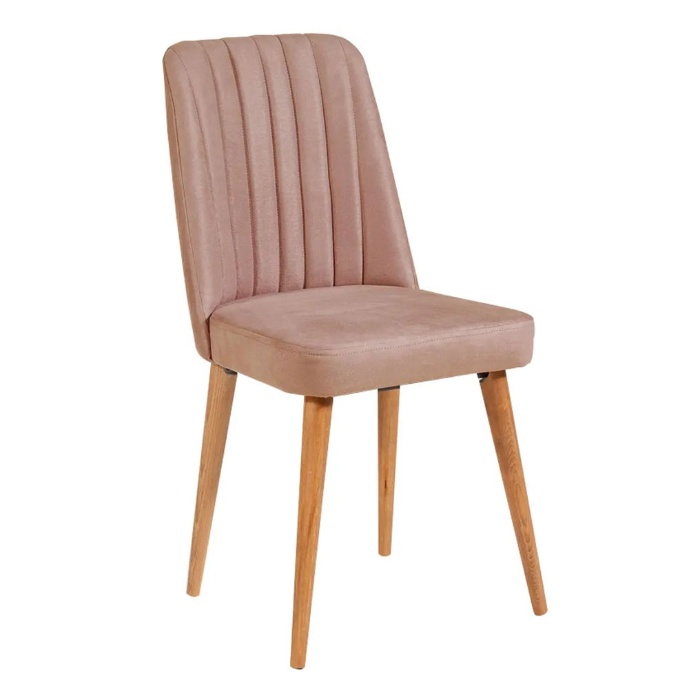 Vina Atlantic Pine Round Wooden Extending Dining Table with 4 Fabric Stone Chairs