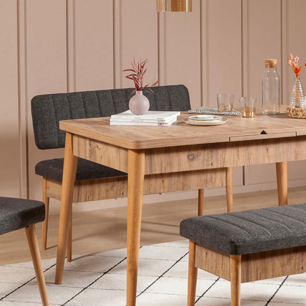 Vina Fabric Dining Bench with Atlantic Pine Wooden Frame in Anthracite