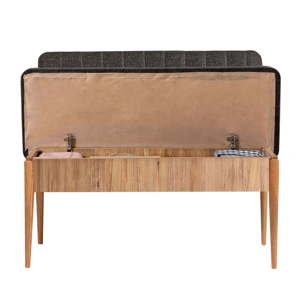 Vina Fabric Dining Bench with Atlantic Pine Wooden Frame in Anthracite