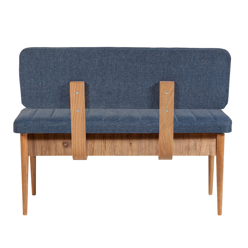 Vina Fabric Dining Bench with Atlantic Pine Wooden Frame in Dark Blue