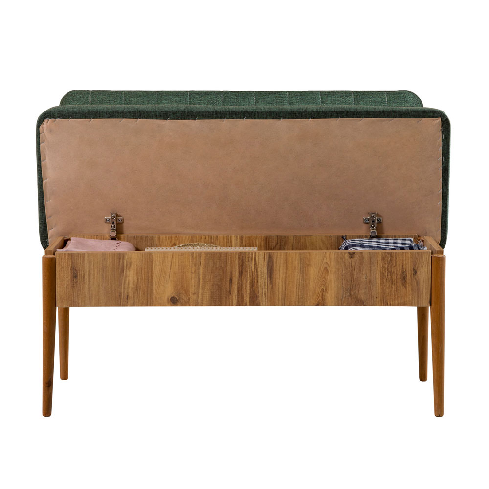Vina Fabric Dining Bench with Atlantic Pine Wooden Frame in Green