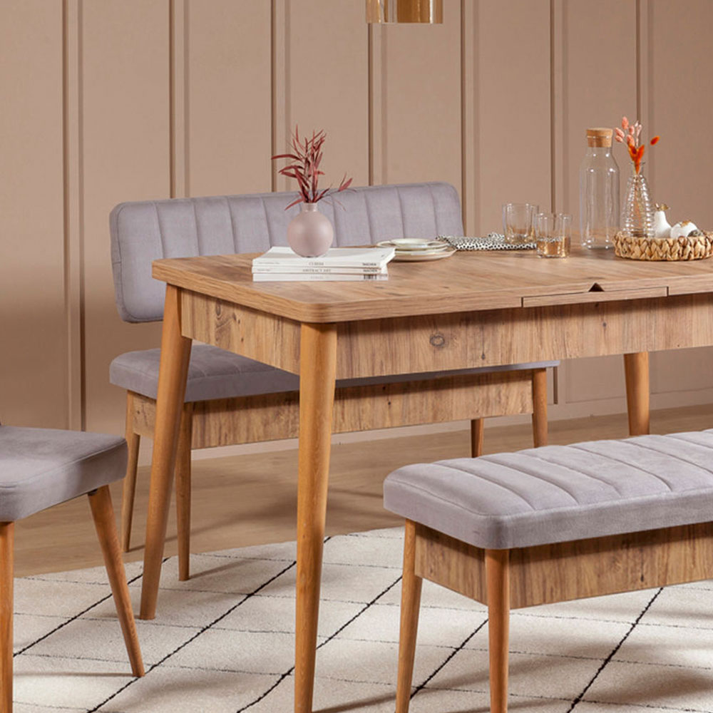 Vina Velvet Dining Bench with Atlantic Pine Wooden Frame in Soho