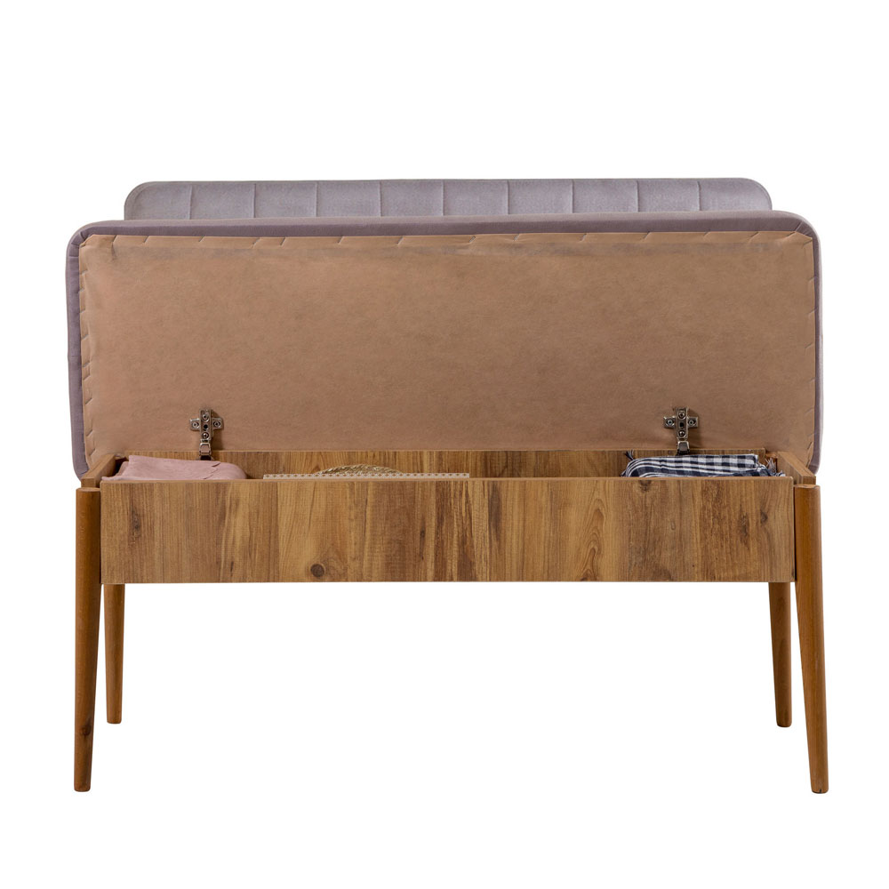 Vina Velvet Dining Bench with Atlantic Pine Wooden Frame in Soho