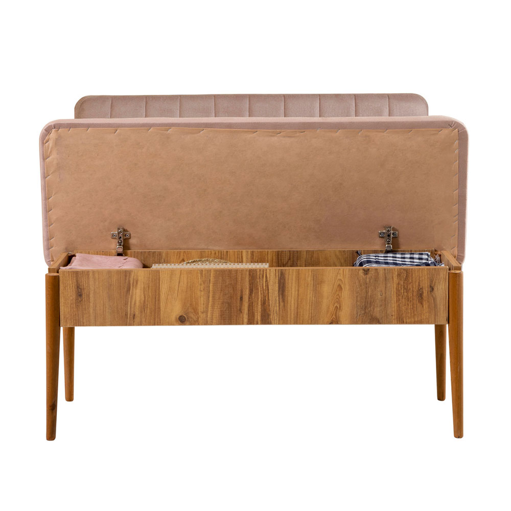Vina Velvet Dining Bench with Atlantic Pine Wooden Frame in Stone