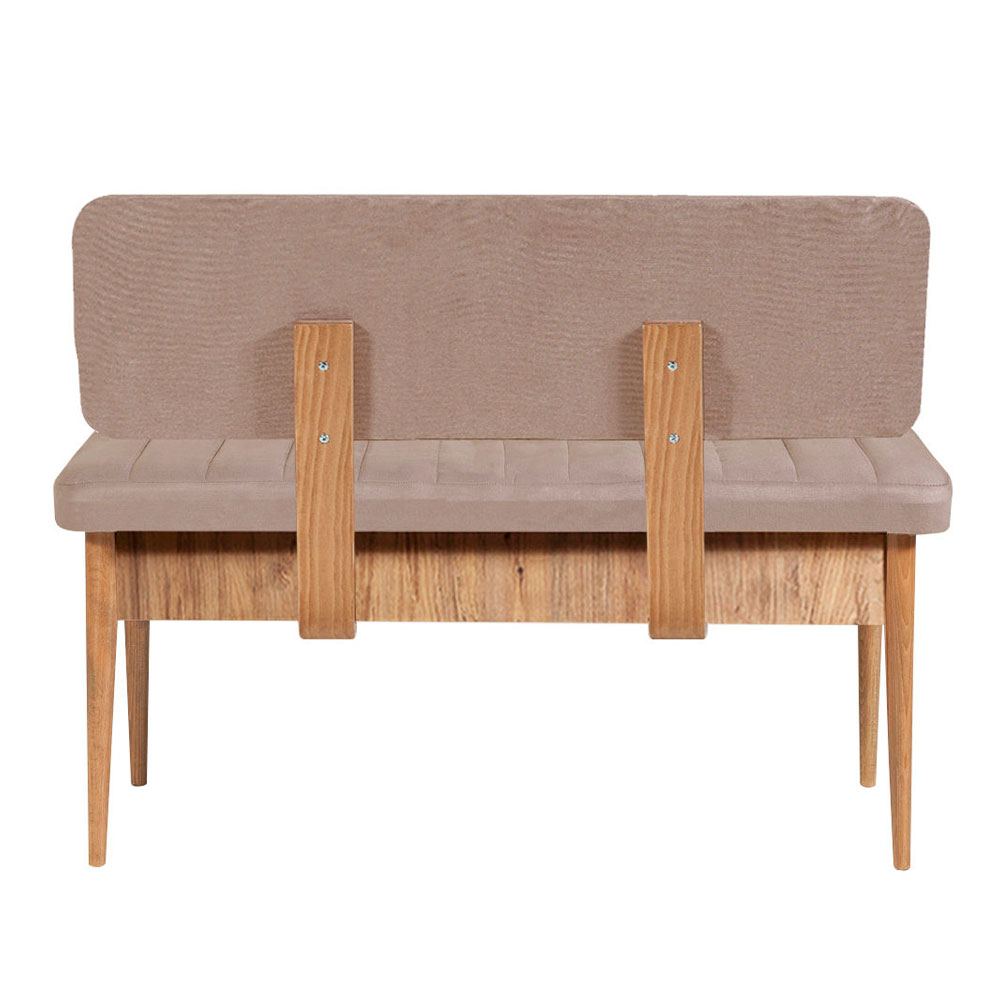 Vina Velvet Dining Bench with Atlantic Pine Wooden Frame in Stone