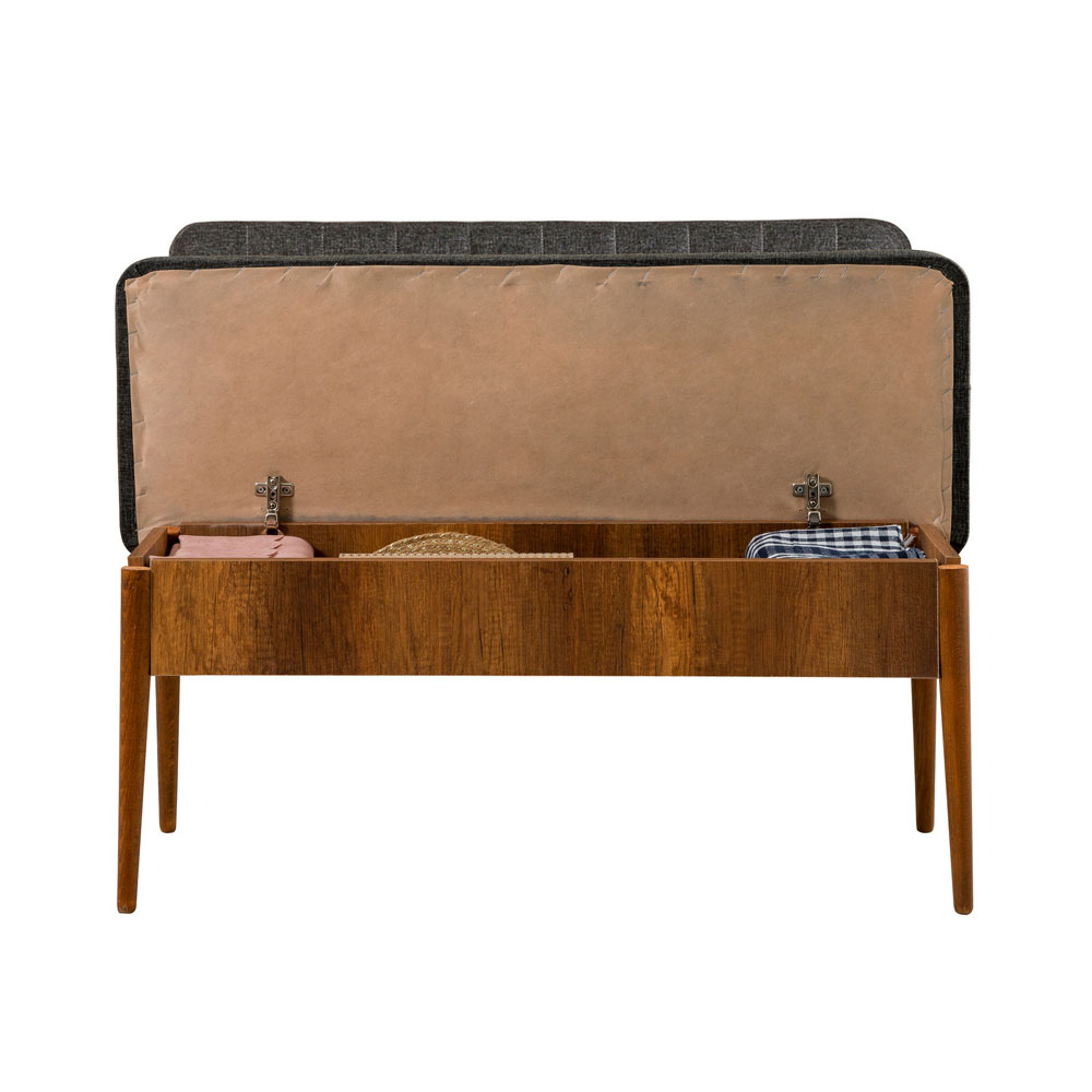 Vina Fabric Dining Bench with Walnut Wooden Frame in Anthracite