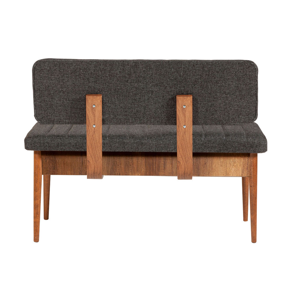 Vina Fabric Dining Bench with Walnut Wooden Frame in Anthracite