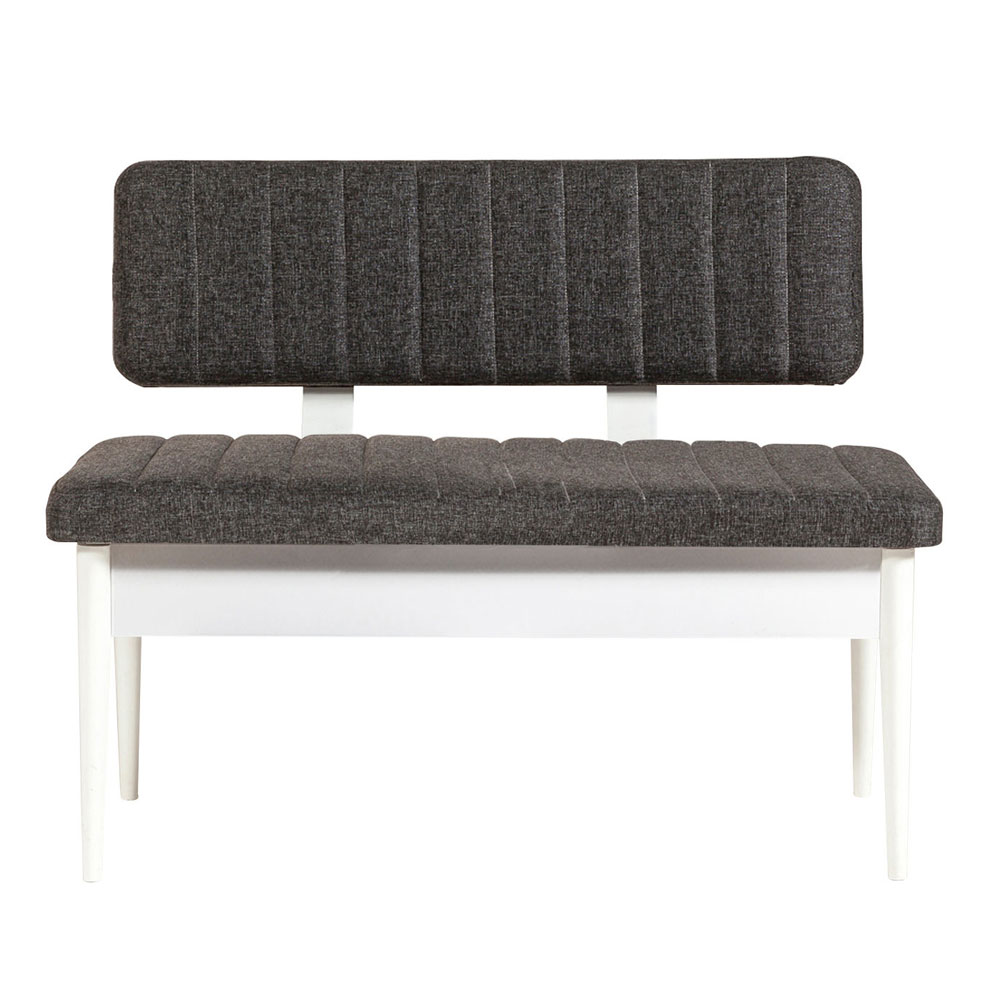 Vina Fabric Dining Bench with White Wooden Frame in Anthracite