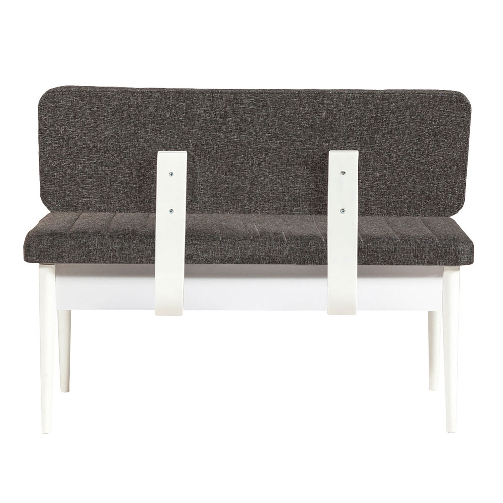 Vina Fabric Dining Bench with White Wooden Frame in Anthracite