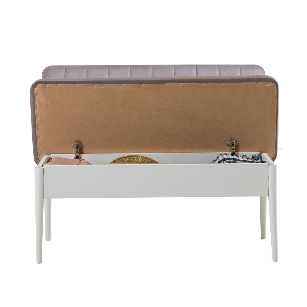 Vina Velvet Dining Bench with White Wooden Frame in Soho
